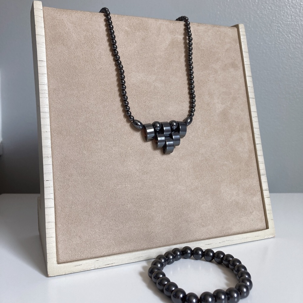 Handmade Hematite Crystal Healing Necklace & Bracelet Set